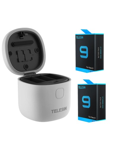 Telesin 3-slot charger box for GoPro Hero 9 / Hero 10 + 2 batteries (GP-BTR-905-GY)