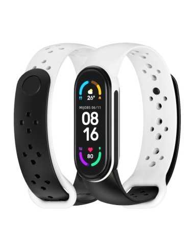 For Xiaomi Mi Band 5/6/7 Mijobs Sport Two-color TPU Watch Band (Black+White)