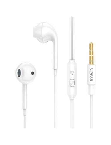 Vipfan M15 wired in-ear headphones, 3.5mm jack, 1m (white)